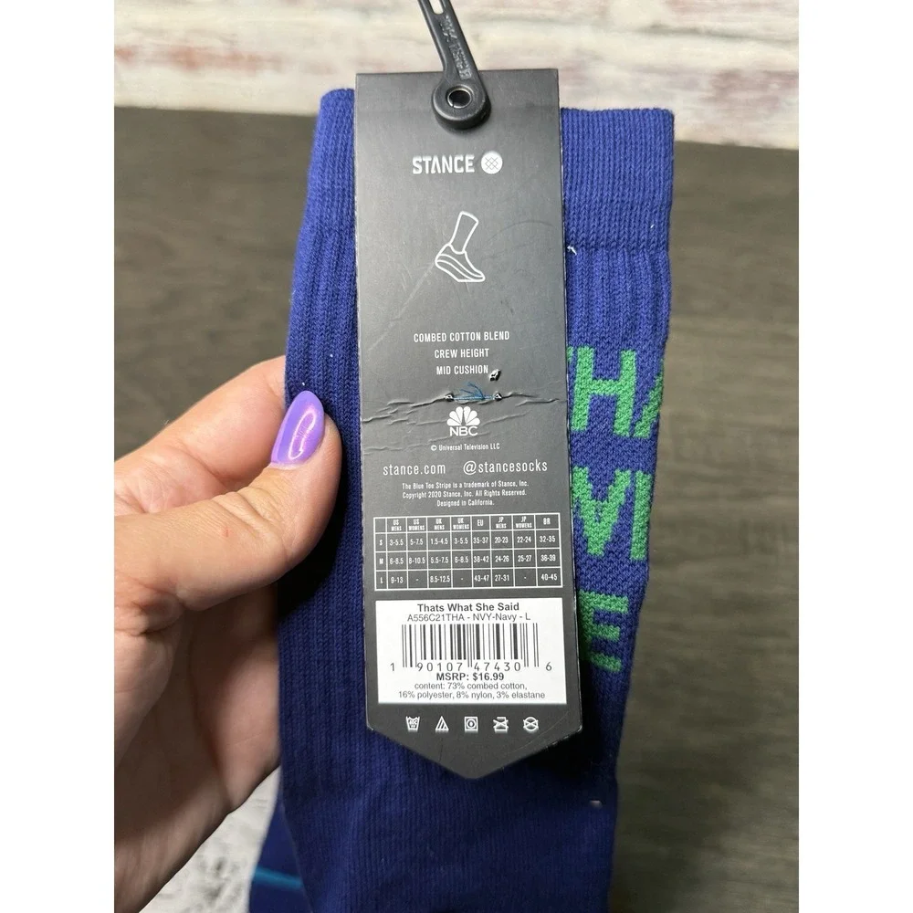 Stance The Office Men's Crew Socks Blue/Green L (M 9-13) 